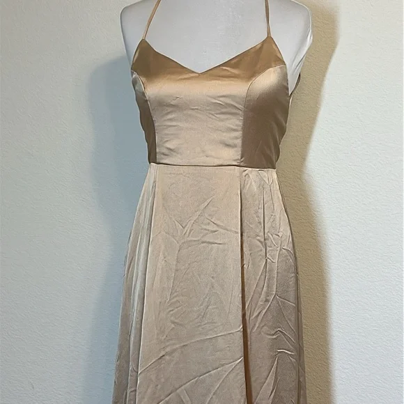 Show Me Your MuMu Gold Satin Dress - Picture 2 of 10